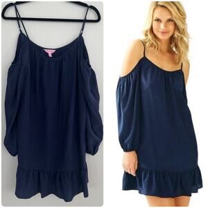Lilly Pulitzer Candice Silk Cold Shoulder Dress in Navy
